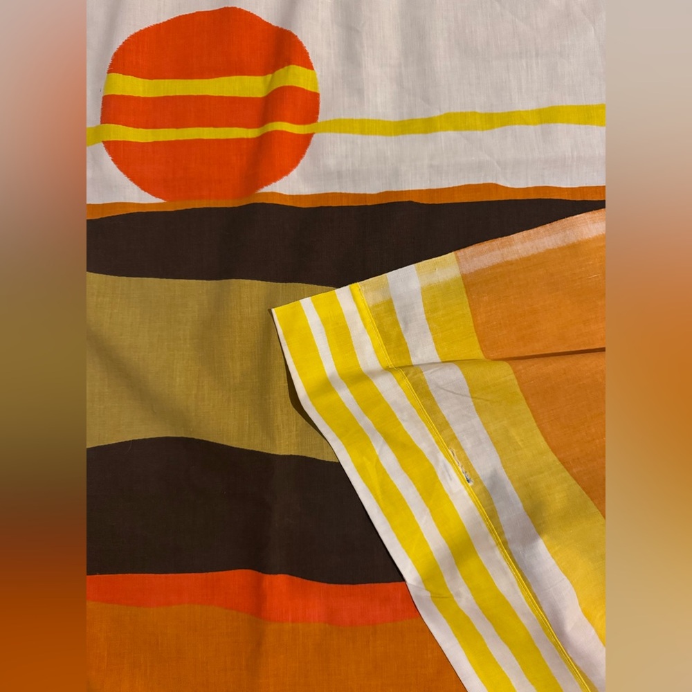 Vintage 70’s Sheet Wall Hanging Room Divider, Burlington House The Desert Sunset